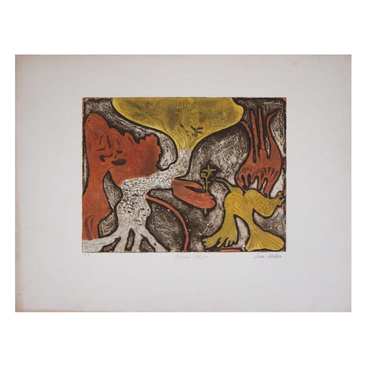 Gravura em metal da artista Lêda Watson