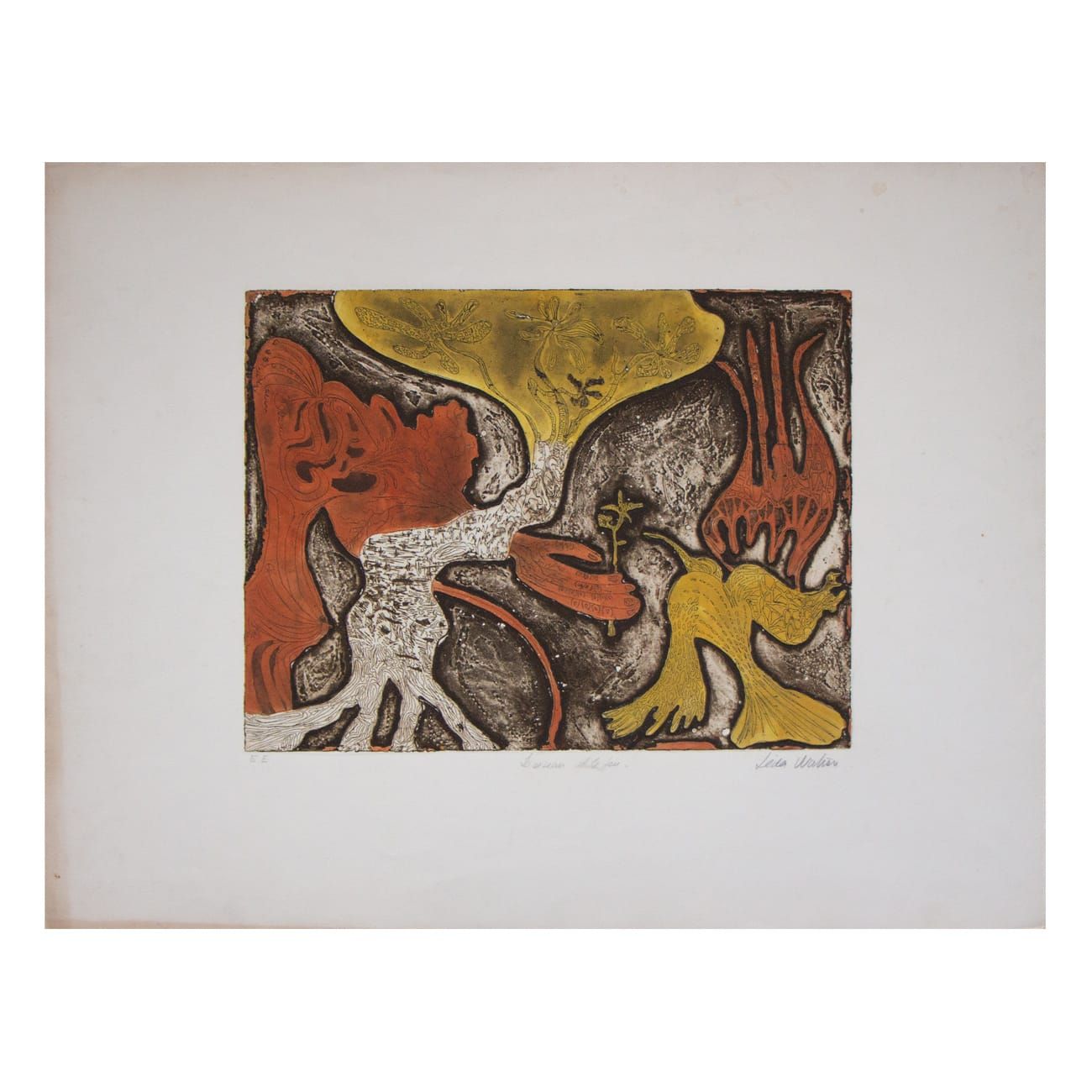 Gravura em metal da artista Lêda Watson