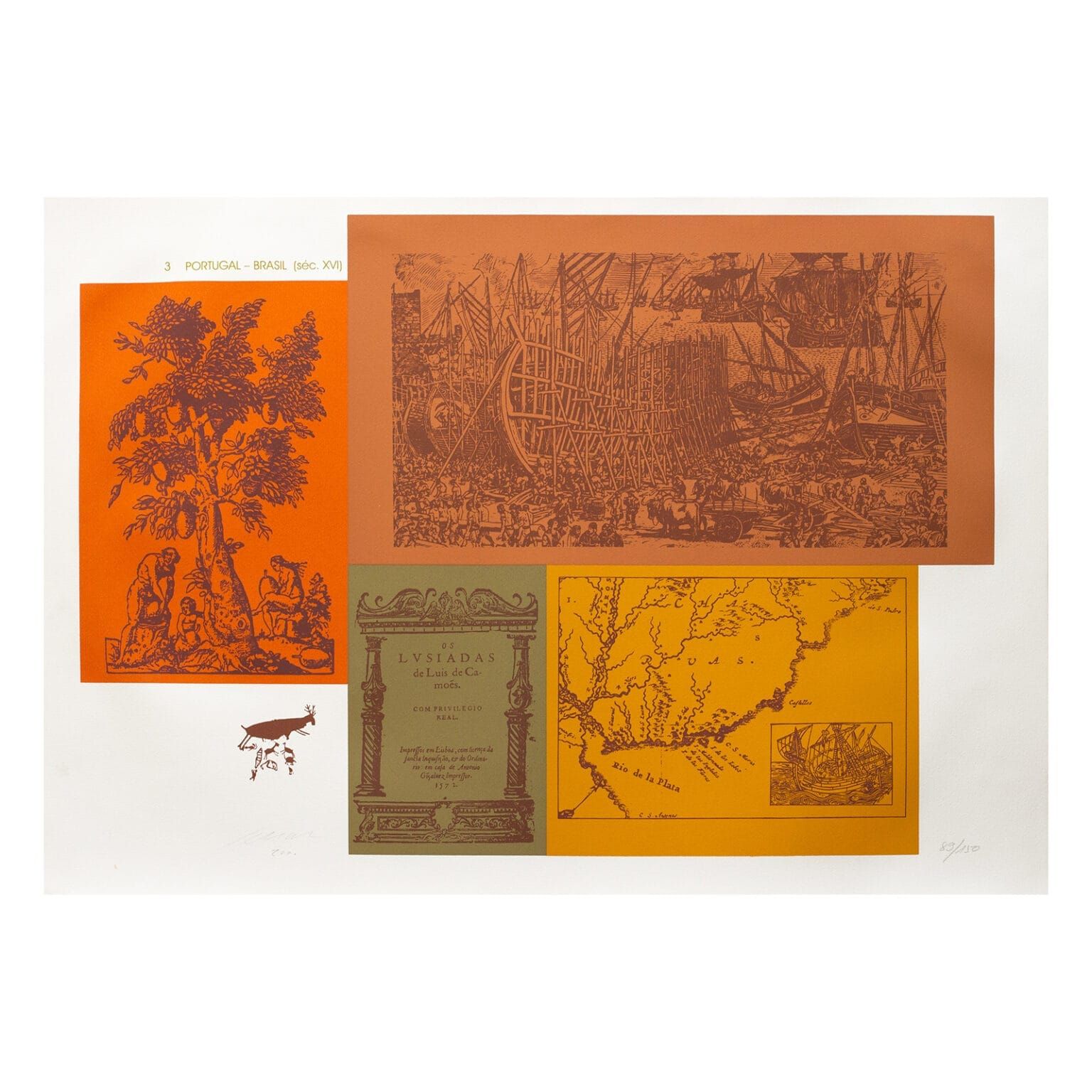 Serigrafia "Portugal - Brasil (sec. XVI)" | Carlos Scliar