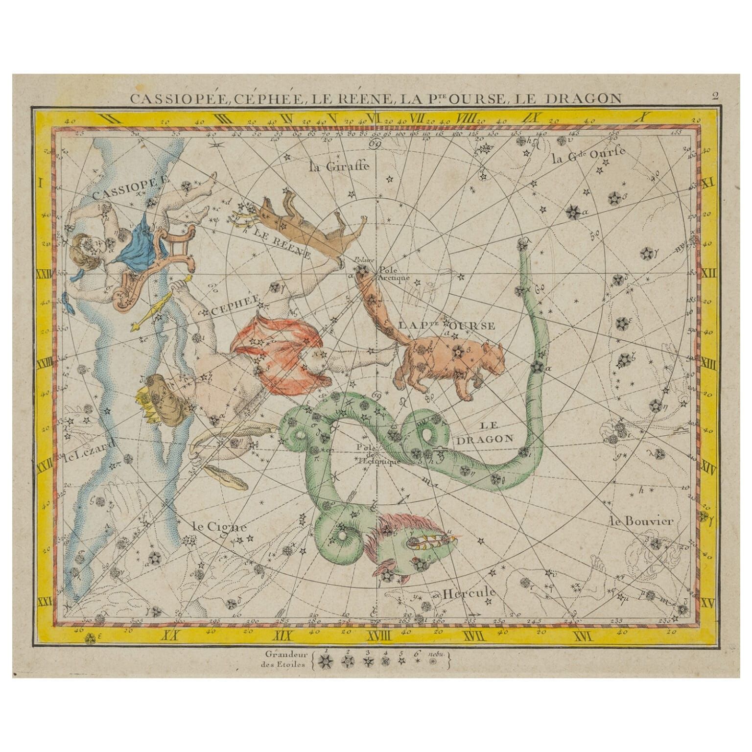 "Cassiopée, Céphée, Le Réene, La Pte Ourse, Le Dragon" l Flamsteed / Fortin