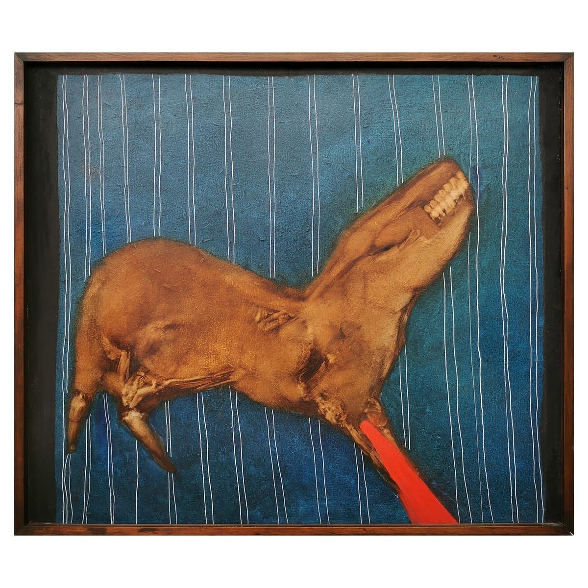 Animal em fundo azul. Siron Franco.