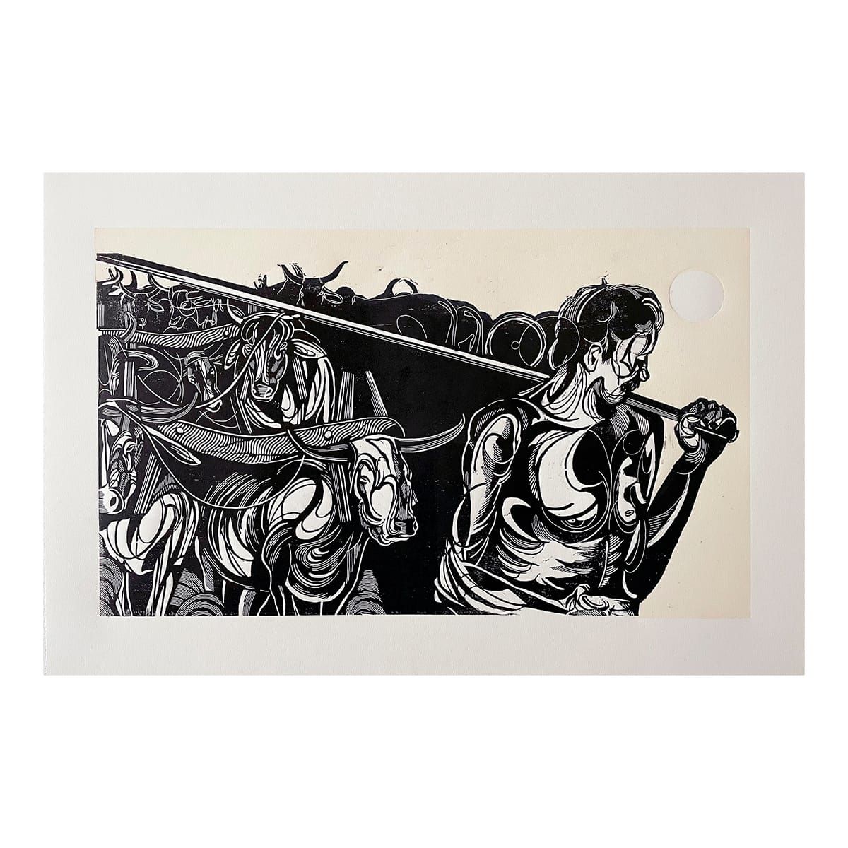 Xilogravura "Carro de boi" - série "No Longe" | Thiago Modesto