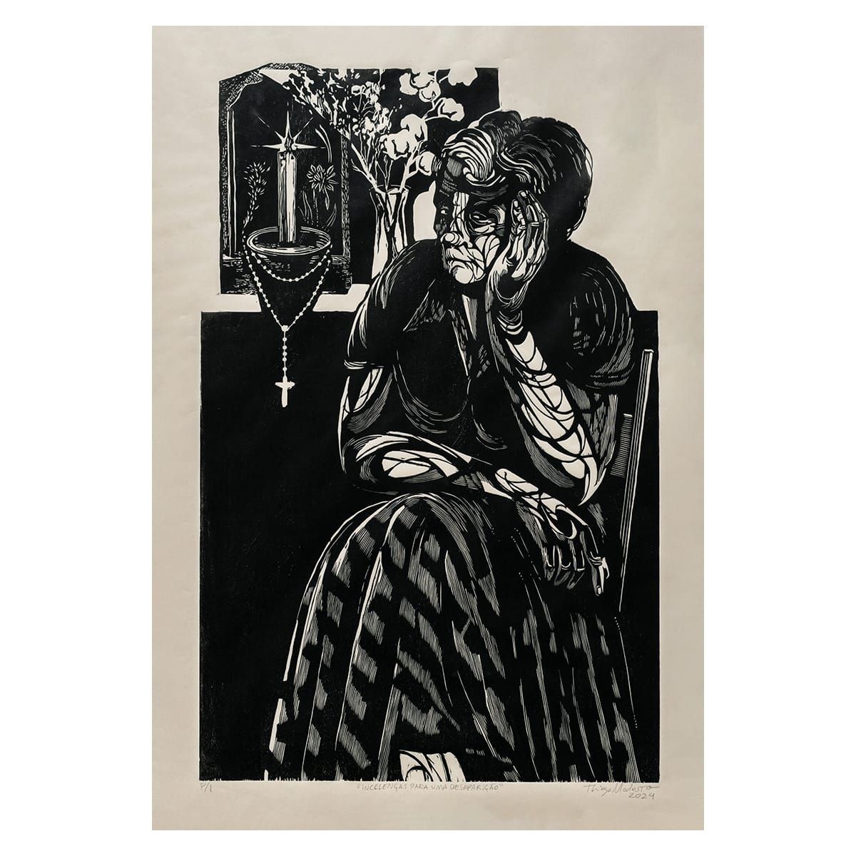 Xilogravura "Incelença para uma desaparição" - série "No Longe" | Thiago Modesto