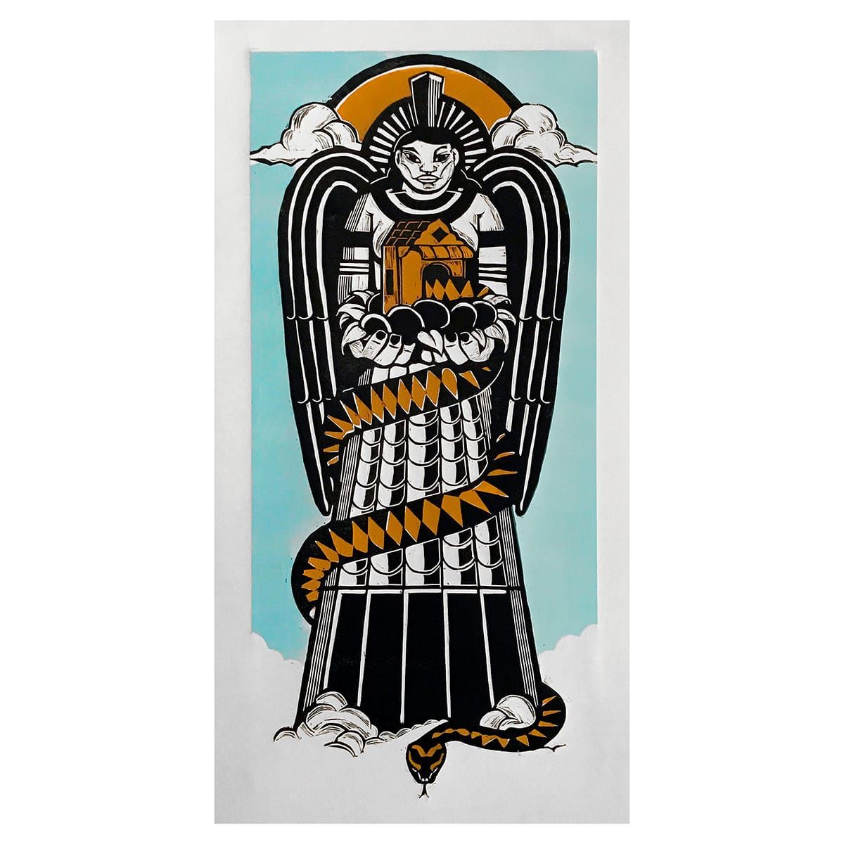 Xilogravura "Figura Sincrética I" - série "Pindoranes" | Thiago Modesto