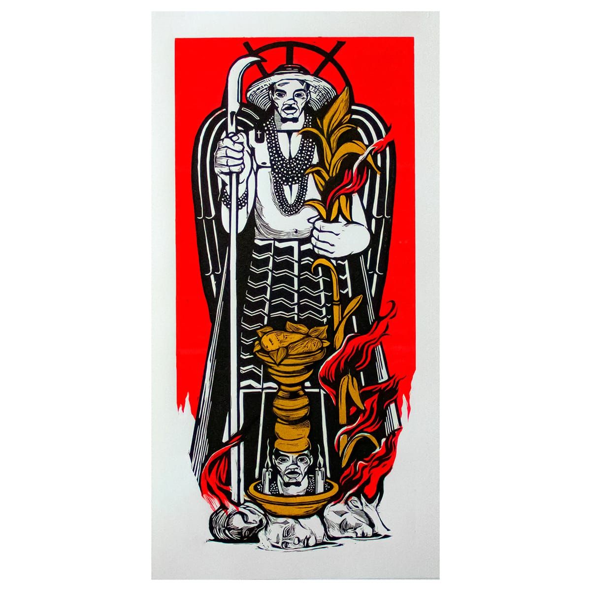 Xilogravura "Figura Sincrética II" - série "Pindoranes" | Thiago Modesto