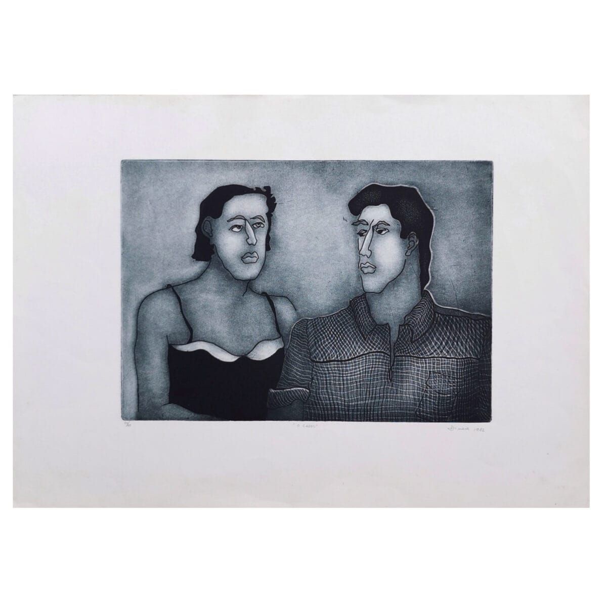 Gravura em metal "O casal" | Dinéia Dutra