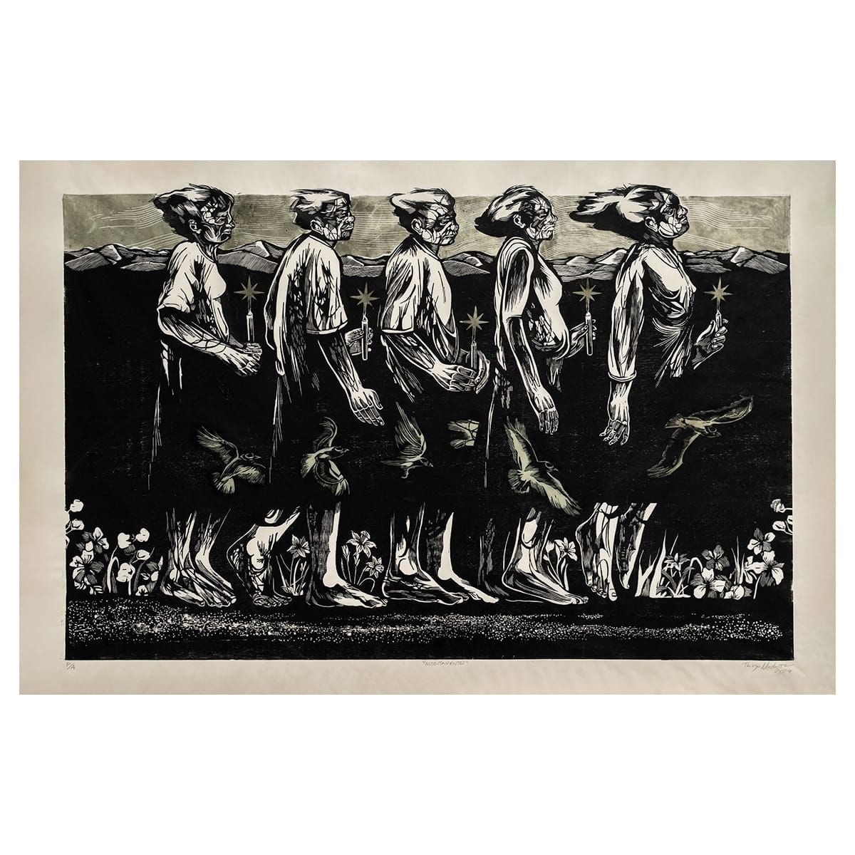 Xilogravura “Assentamentos” – série “No longe” | Thiago Modesto