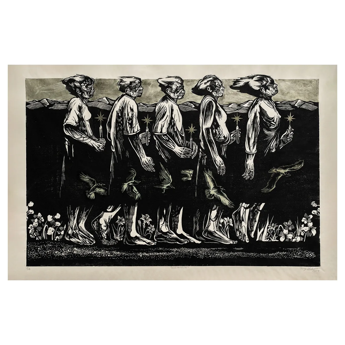 Xilogravura “Assentamentos” – série “No longe” | Thiago Modesto