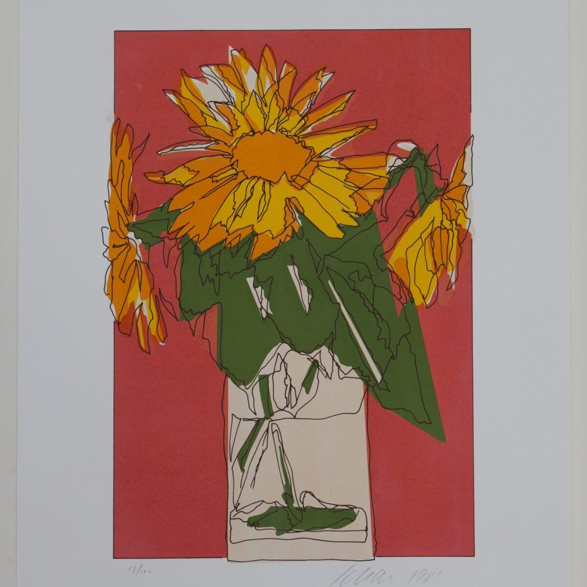 Serigrafia de girassóis do Scliar