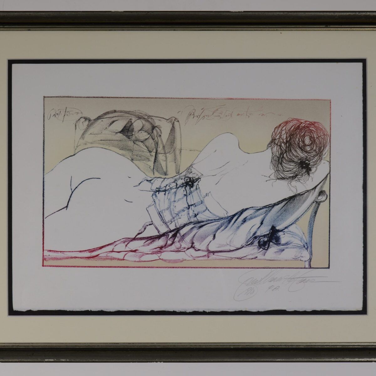 Litografia 'Nú reclinado' | Guilherme de Faria