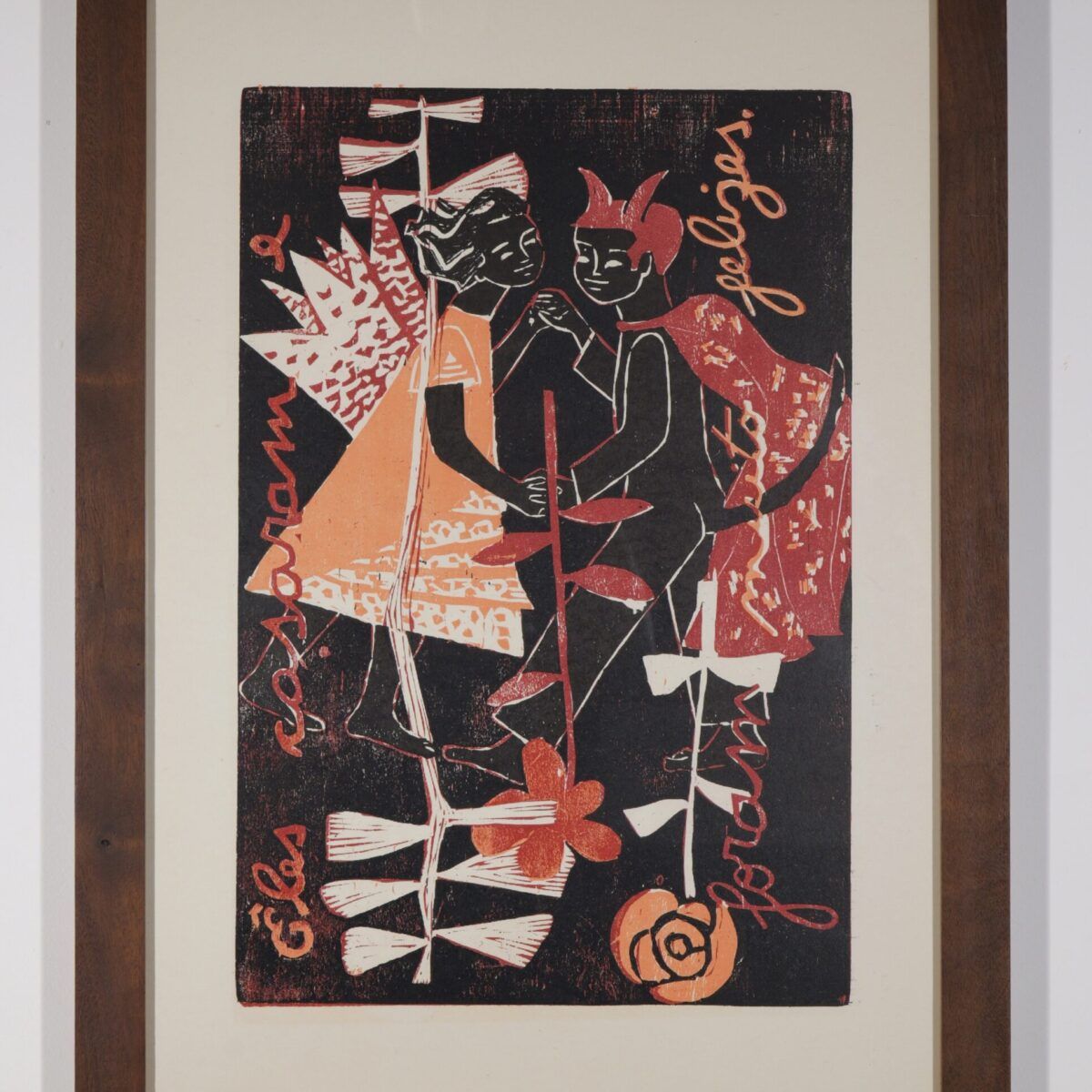 Xilogravura 'Namorados' de 1969 | Zoravia Bettiol