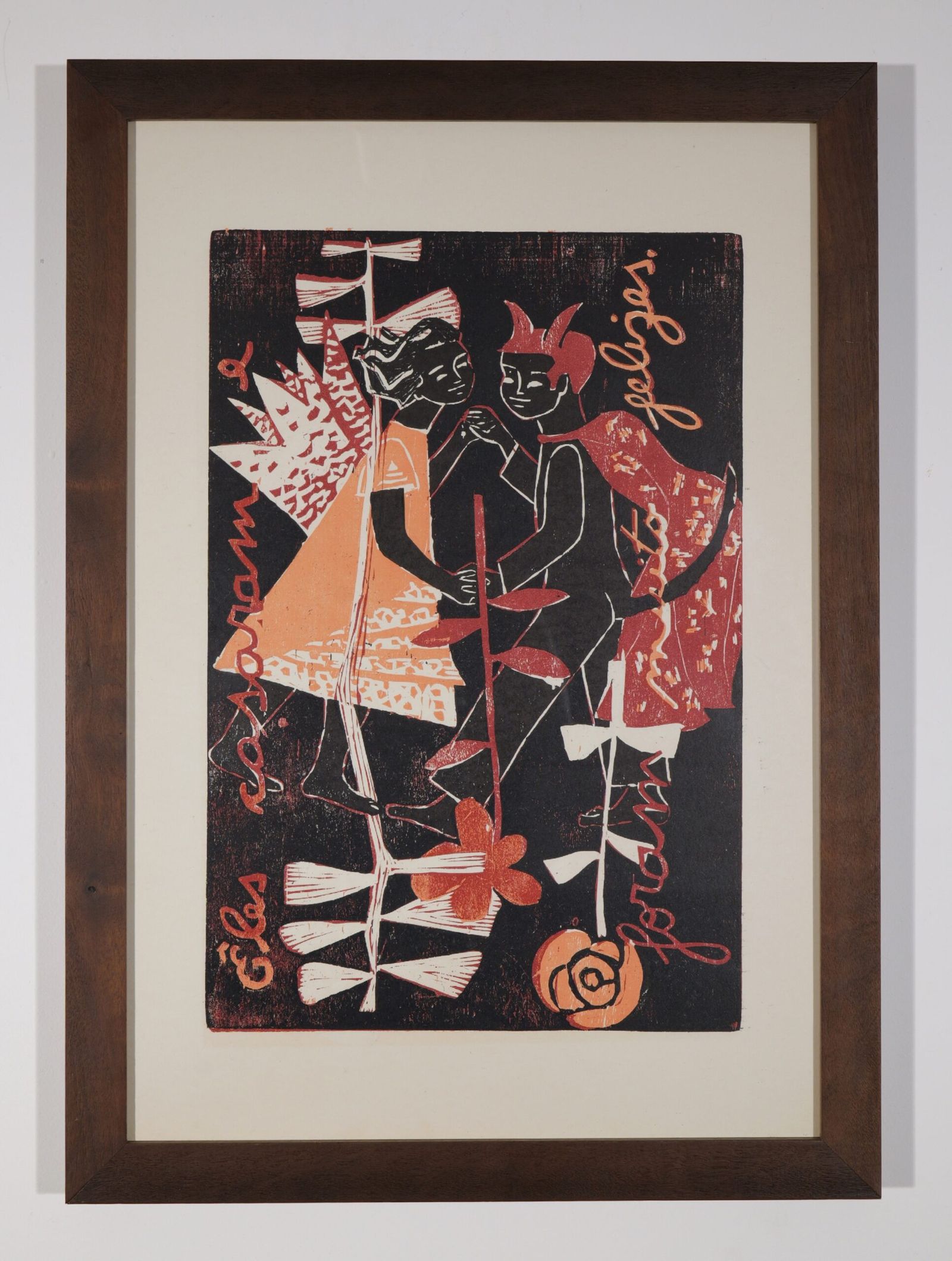 Xilogravura 'Namorados' de 1969 | Zoravia Bettiol